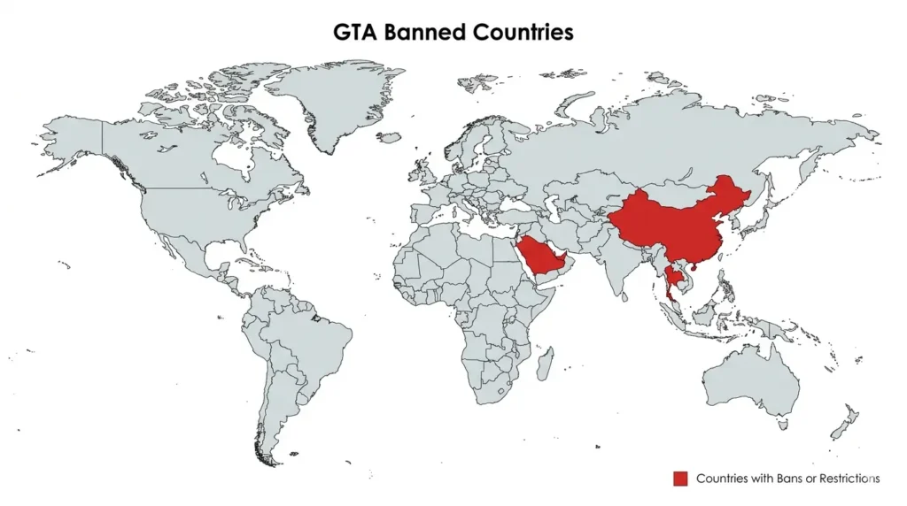 gta banned countries map